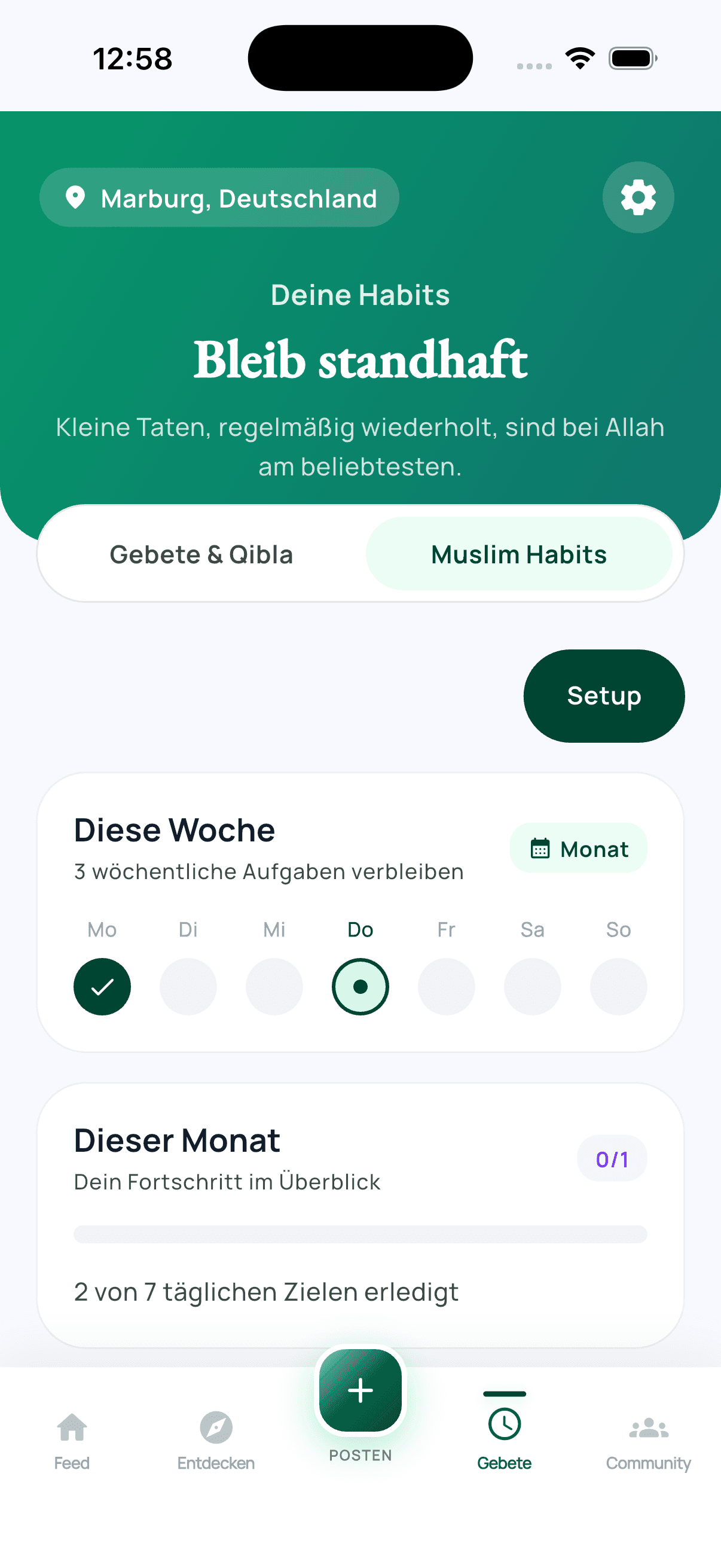 Gebete und Muslim Habits in Ummaty